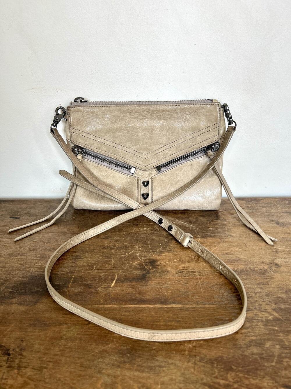 Y2K Botkier Greige Trigger Leather Studded Crossbody Bag | 2000s Style